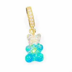 New! Crystal Haze | Nostalgia Bear - Pave Connector - Gold Plated - Blue & White